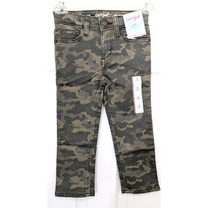 Boys Camo Print Super Stretch Slim Fit Jeans Olive Green Size 4